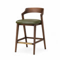 Chaise de bar en bois et cuir synthétique vert