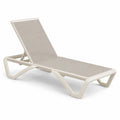 Chaise longue extérieure ajustable en résine et textilène beige