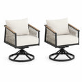 Lot de 2 chaises pivotantes en métal et corde avec coussins beige