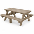 Table de pique-nique en bois avec bancs intégrés
