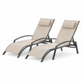 Paire de chaises longues en aluminium et textilène beige