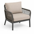 Fauteuil en aluminium et corde avec coussins en polyester beige
