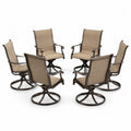 Ensemble de 6 chaises pivotantes en métal brun avec toile beige