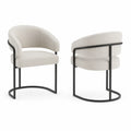 Lot de 2 chaises en tissu polyester beige avec structure métallique noire