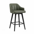 Chaise de bar pivotante en cuir synthétique vert et métal noir