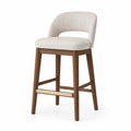 Tabouret de bar en bois et tissu polyester beige