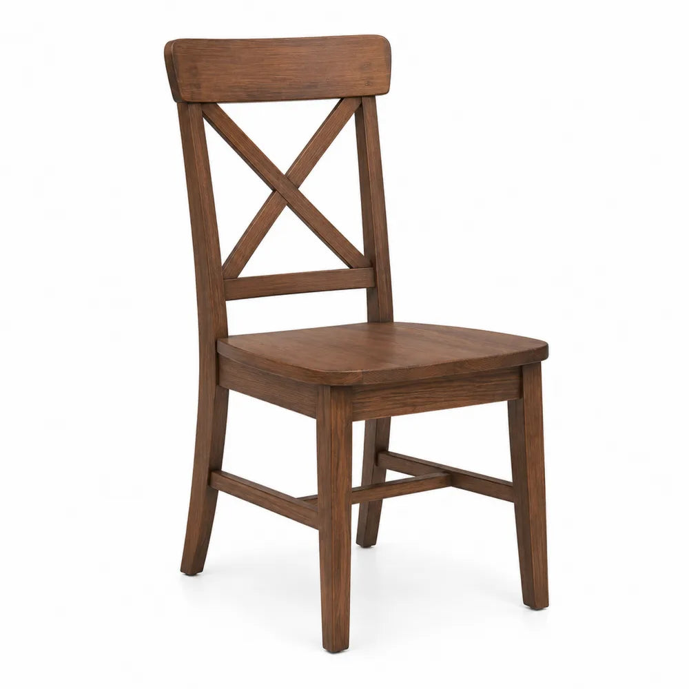 Chaise en Bois Massif Marron avec Dossier en Croix