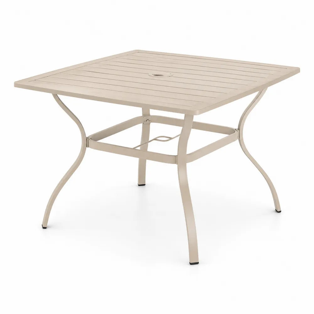 Table de jardin carrée en aluminium beige