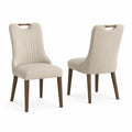 Chaises en tissu polyester beige avec pieds en bois massif, 2 pièces