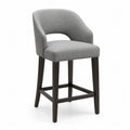 Chaise de bar en bois et tissu polyester gris, 104 cm