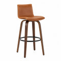 Tabouret de bar en bois et similicuir marron, hauteur 110 cm