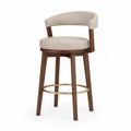Tabouret de bar en bois et similicuir beige