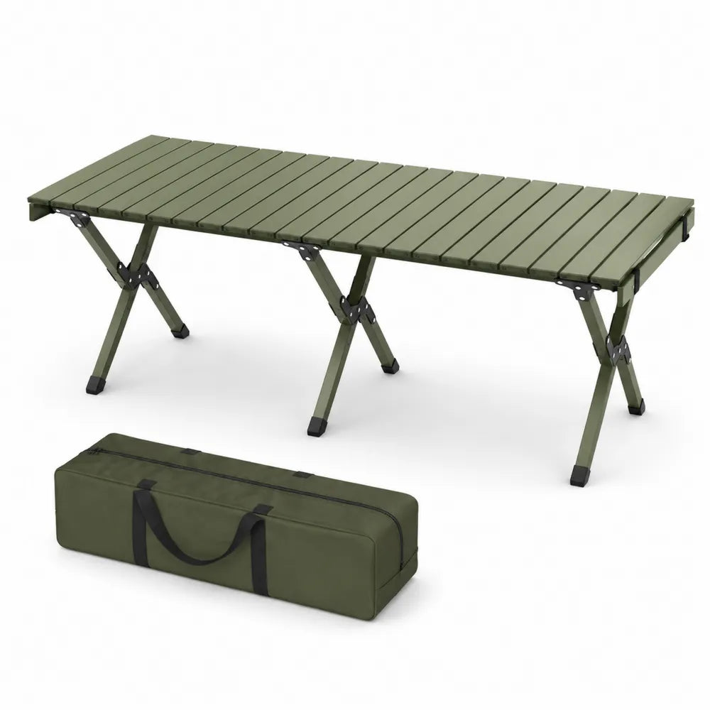 Table pliante en aluminium vert 120 cm avec sac