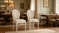 Chaises de salle à manger en bois de hêtre et tissu beige (lot de 2)